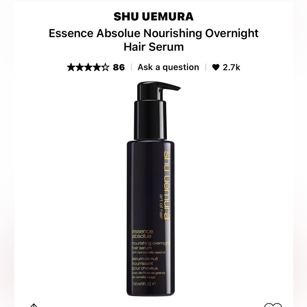 Shu Uemura - Essence Nourishing Overnight Hair Serum